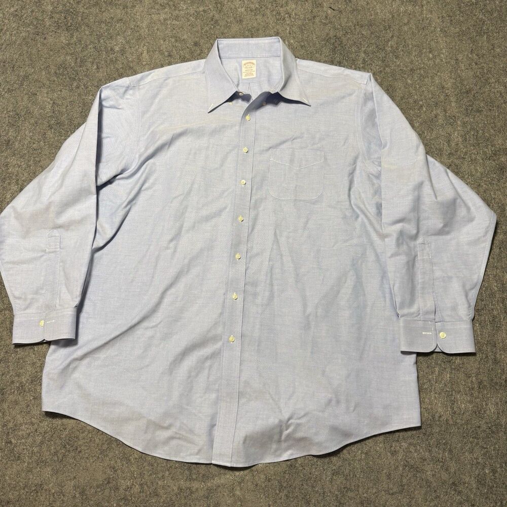 Brooks Brothers Madison Non Iron Dress Shirt 19 37 Light Blue Cotton Big Tall